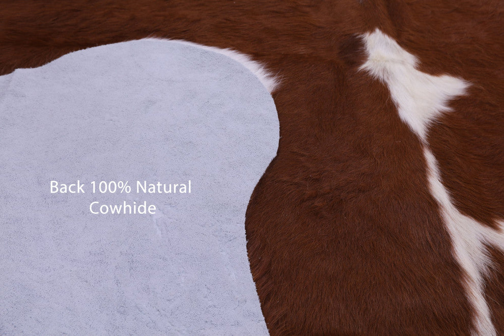 Brown and White Natural Cowhide Rug 6' 4" X 5' 1" C1924