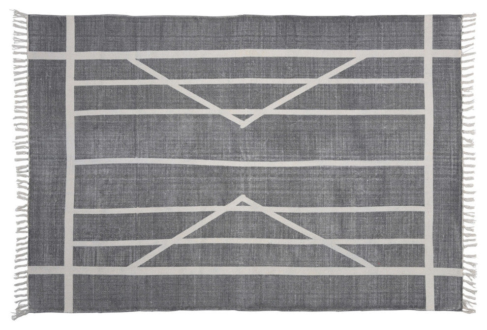 4' X 6' Gray Dhurrie Area Rug