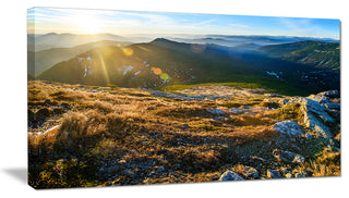 Mountains Glowing in Sunlight, Landscape Canvas Art Print, 32"x16"