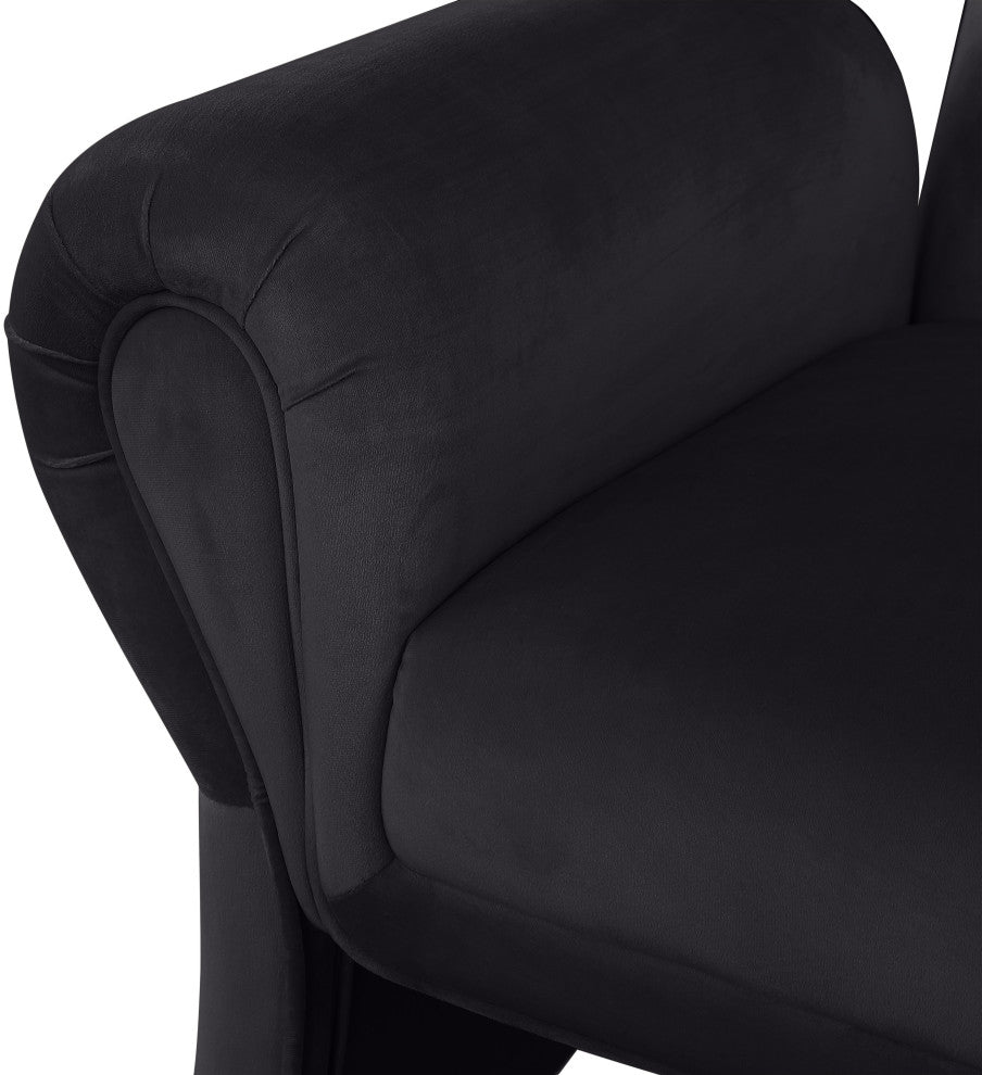 Fleurette Velvet Accent Chair, Black