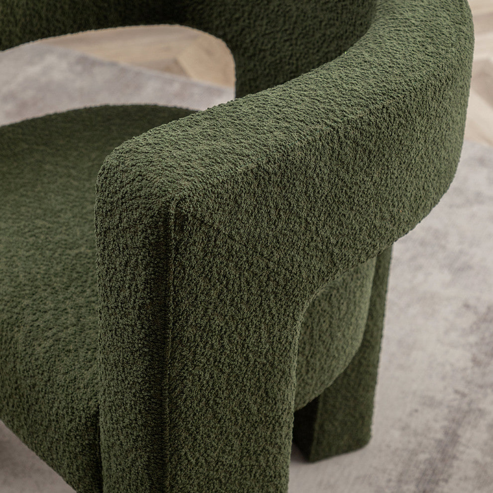 28" Wide Boucle Upholstered Square Armchair, Green