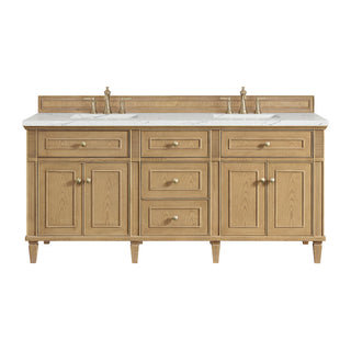 Lorelai 72" Double Vanity, Light Natural Oak, 3 CM Ethereal Noctis Top
