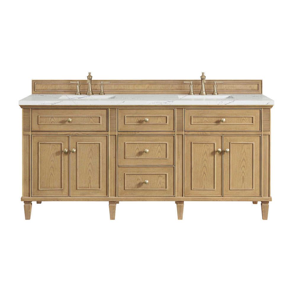 Lorelai 72" Double Vanity, Light Natural Oak, 3 CM Ethereal Noctis Top