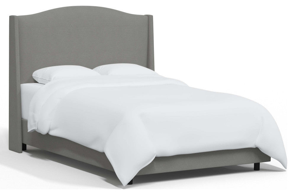 Camelback Wingback Bed, Linen Gray, Queen