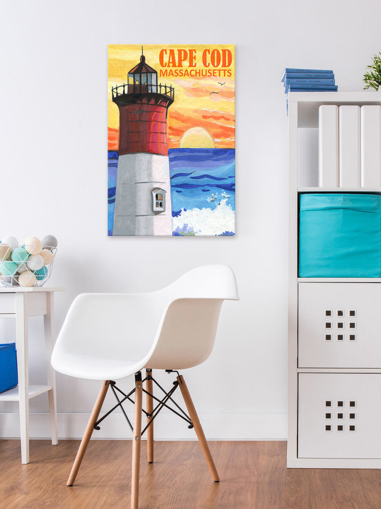 "Cape Cod Lighthouse" Painting Print on Wrapped Canvas, 12x18