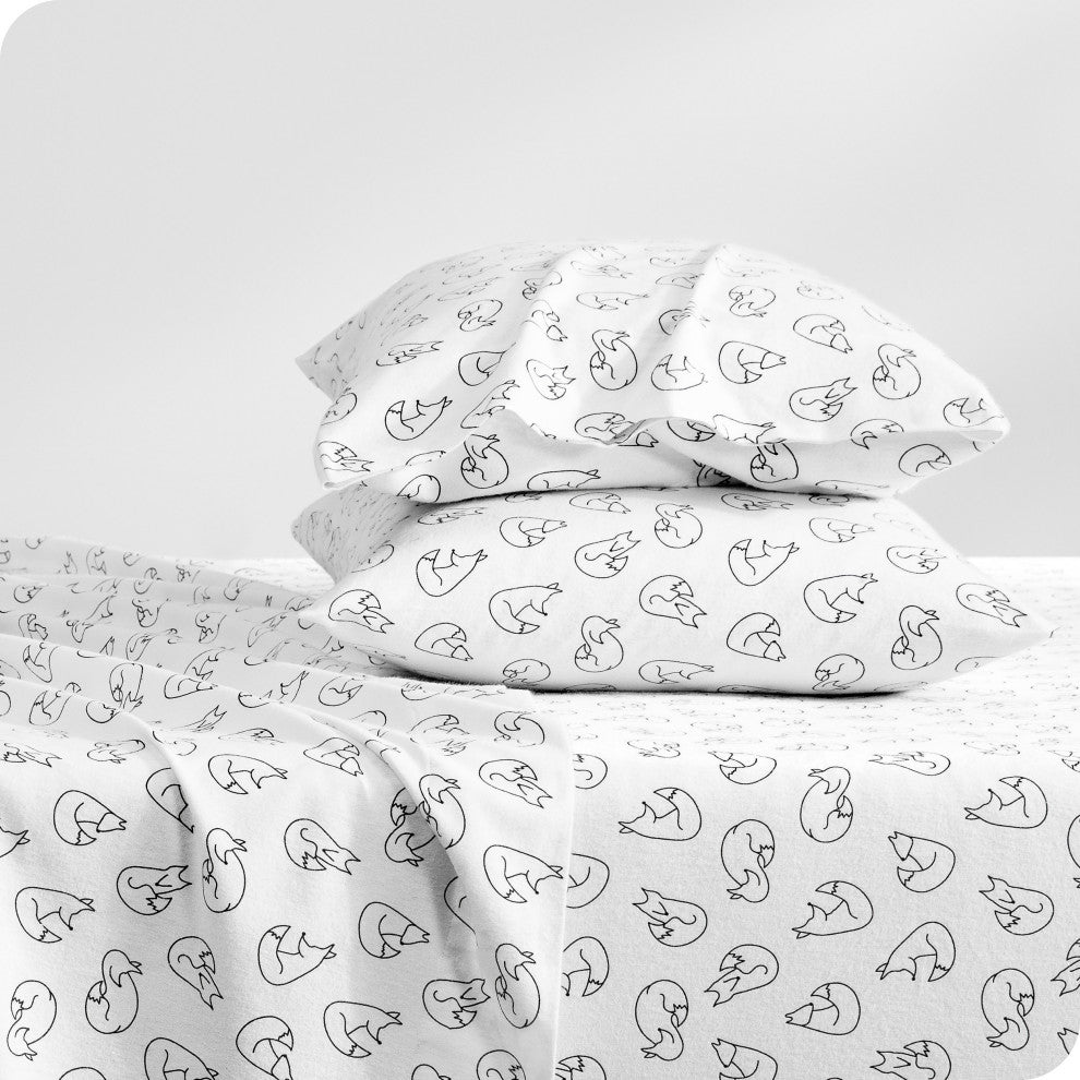 Bare Home Cotton Flannel Sheet Set, Feelin' Foxy, Full