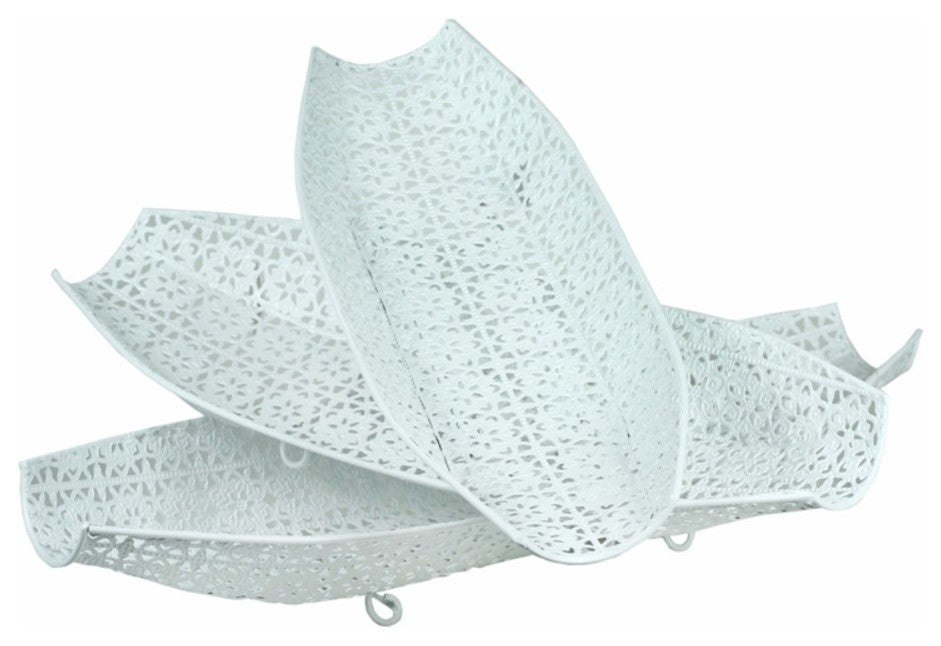 Metal Tray With Handle, Set Of 3, White