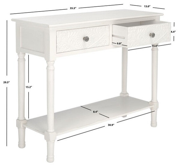 Safavieh Josie 2 Drawer Console Table, Distressed, White