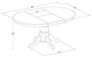 Avon5-Blk-W, 5-Piece Dining Room Set, Oval Table With Leaf and 4 Dining Chairs