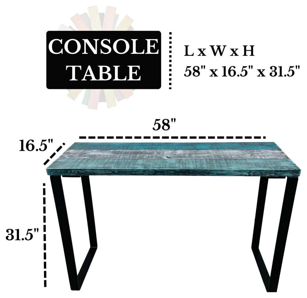 Barn Walls Bedroom Console Table Accent Table, Handcrafted, Industrial Mix, 58" Length