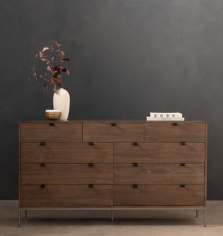 Trey 9 Drawer Dresser, Auburn Poplar
