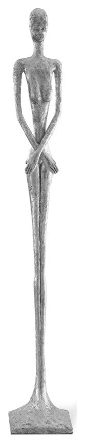 Skinny Female Sculpture, Silver Leaf