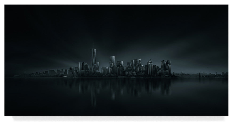 Miguel Angel Martin 'Dark New York Skyline' Canvas Art, 24"x12"