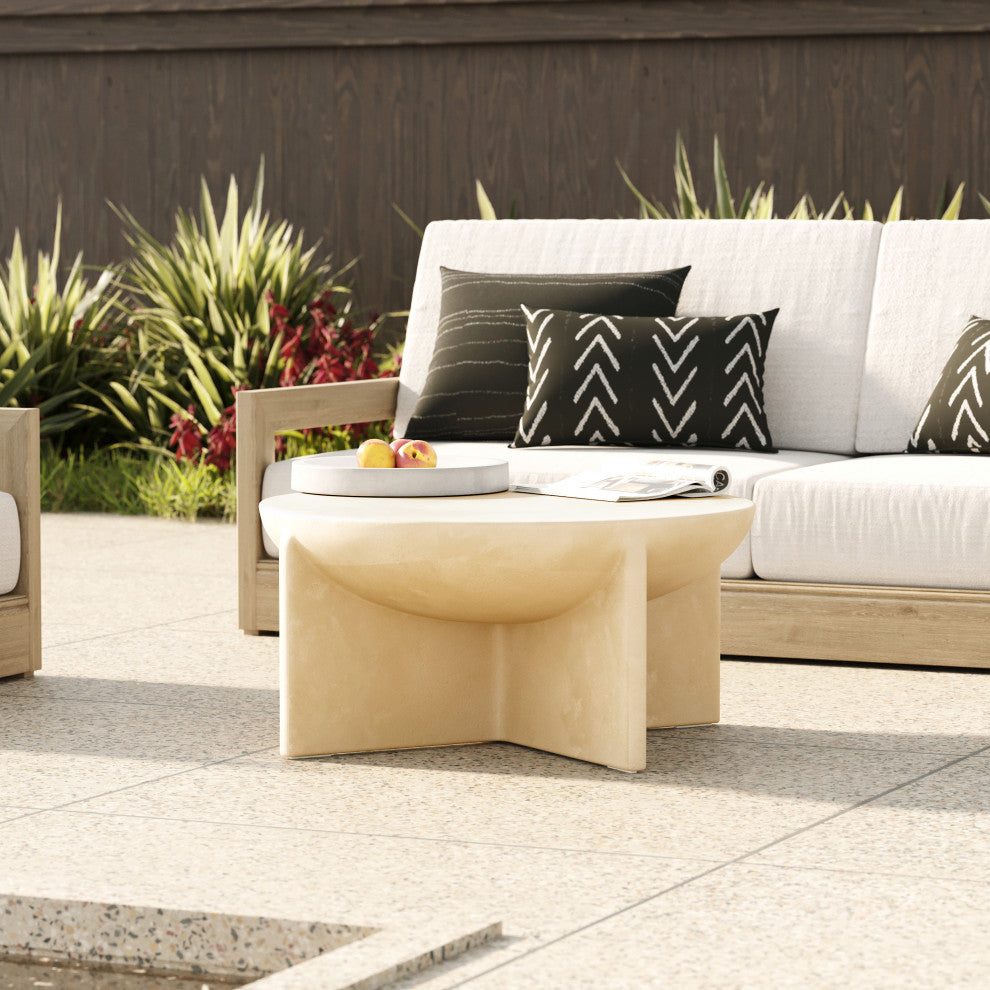 Modrest Elsa Modern Beige Concrete Round Coffee Table