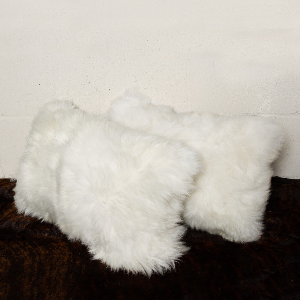 100% Sheepskin New Zealand Pillows, Set of 2, Natural, 12"x20"