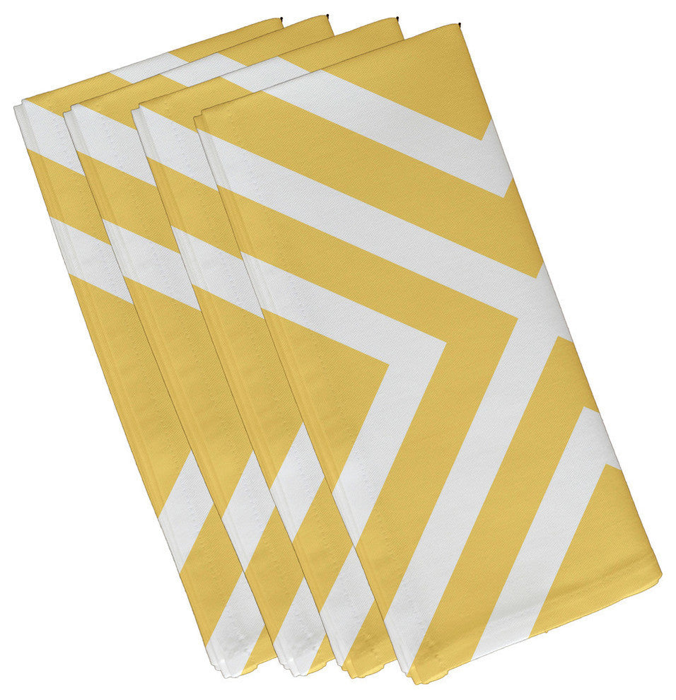 "x" Marks The Spot Stripes Print Napkin, Lemon, Set of 4