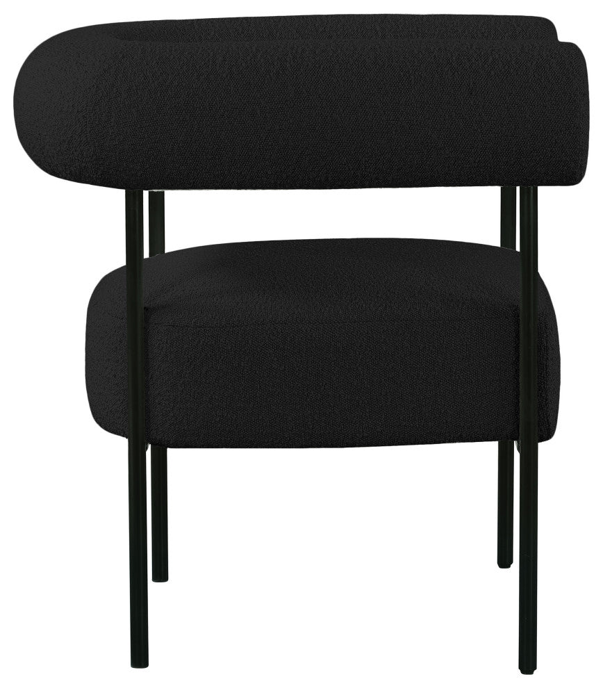 Blake Boucle Fabric Upholstered Accent Chair, Black