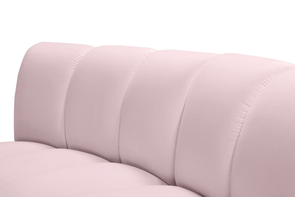 Infinity Channel Tufted Velvet Modular Chair, Pink, 8 Piece