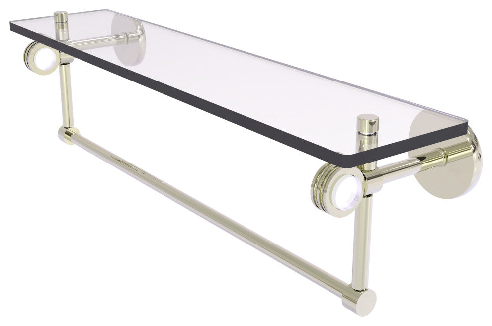 Clearview 22" Glass Shelf and Towel Bar and Dotted Accents, Polished Nickel