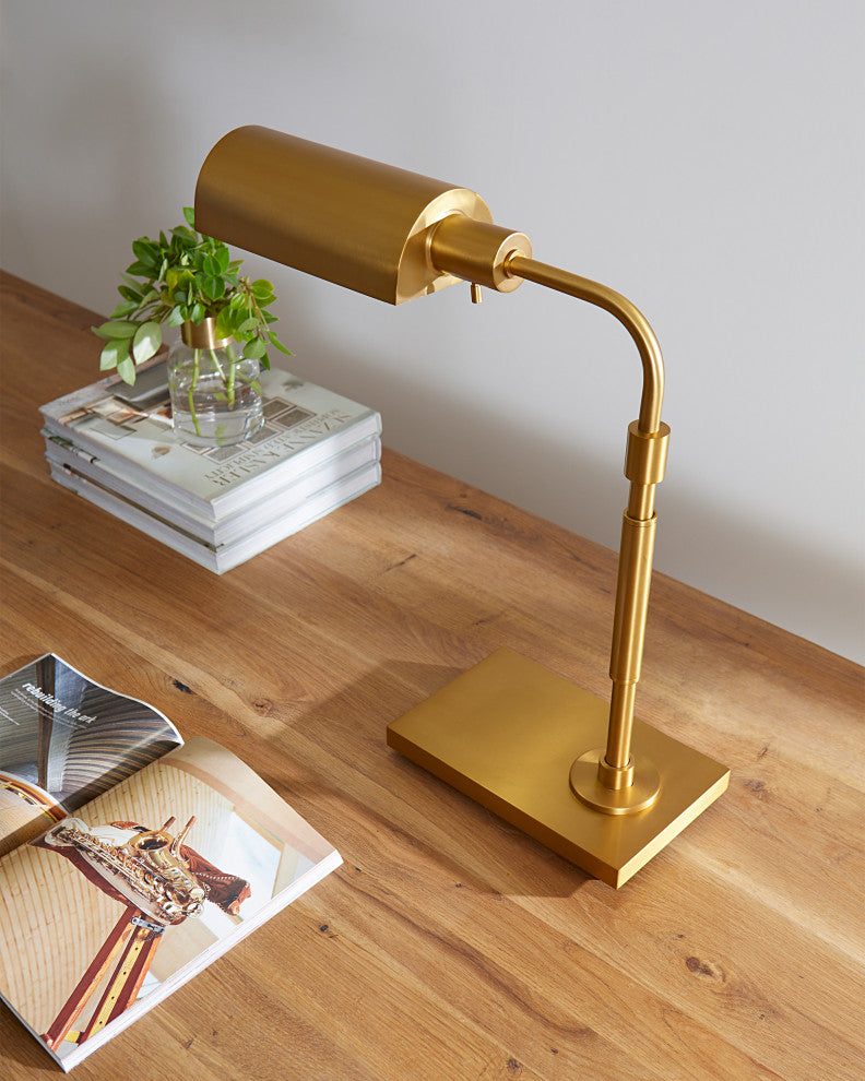 Kenyon Task Table Lamp, Burnished Brass