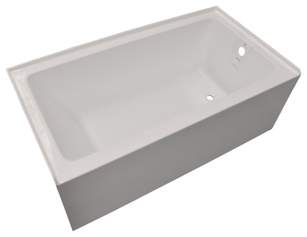 Vanity Art Alcove Soaking Acrylic Bathtub, White/Titanium Gold, 60"x32", Right