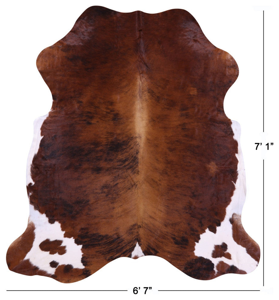 7' 1" X 6' 7" Brindle Natural Cowhide Rug C2197