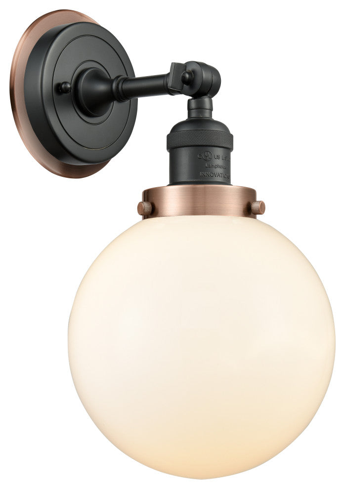 INNOVATIONS LIGHTING 203BK-BPAC-HRAC-G201-8 Beacon 1 Light 8 inch Sconce