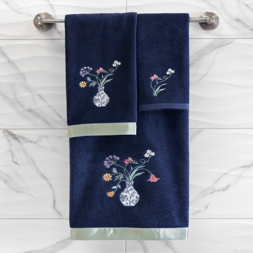 Linum Home Textiles 100% Turkish Cotton STELLA 2PC Embellished Hand Towel Set
