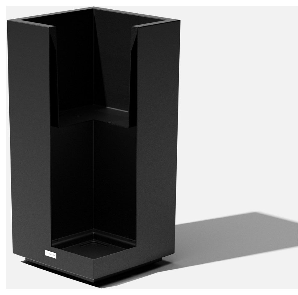 Veradek Block Series Pedestal Planter, Black, Tall