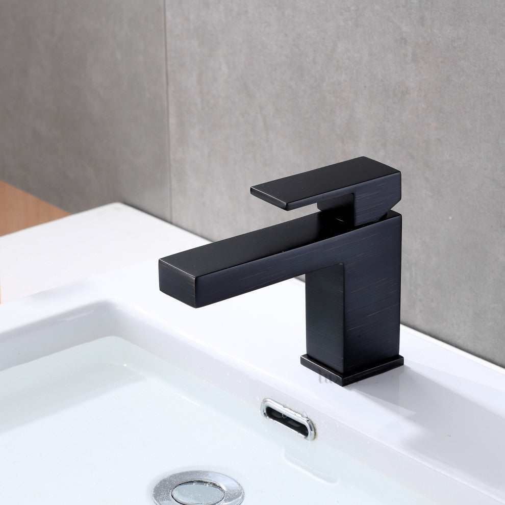 Luxier BSH05-S Single-Handle Bathroom Faucet with Drain, Oil Rubbed Bronze