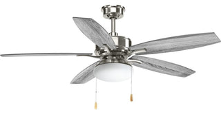 Billows Collection 52" 5 Plywood Blade With Pull Chain, Brushed Nickel