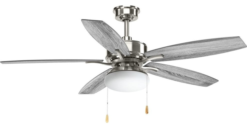 Billows Collection 52" 5 Plywood Blade With Pull Chain, Brushed Nickel