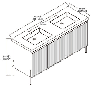 Flutie 60" Bathroom Vanity Set, White, Double Black Sink