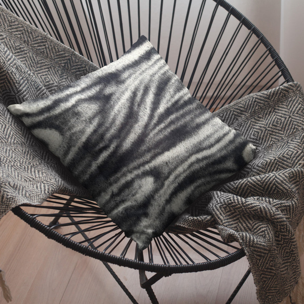 Plutus Black White Galaxy Faux Fur Luxury Throw Pillow, Black White, 20" x 20"