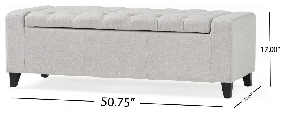 GDF Studio Seattle Tufted Storage Ottoman Bench, Light Gray