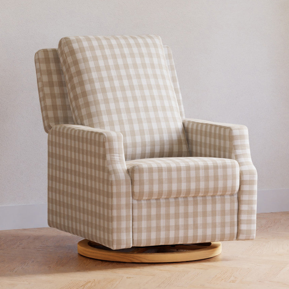 Crewe Recliner and Swivel Glider, Tan Gingham