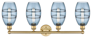 Edison-Vaz 4-Light 33" Bath Vanity Light, Brushed Brass, Princess Blue