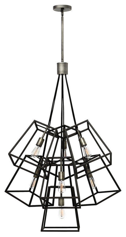 Hinkley Fulton Medium Seven Light Multi Tier, Aged Zinc