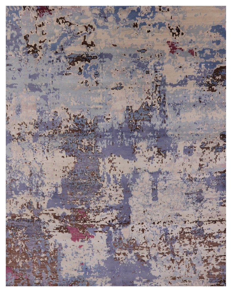 Abstract Handmade Wool and Silk Rug 7' 11" X 10' 1" Q6341