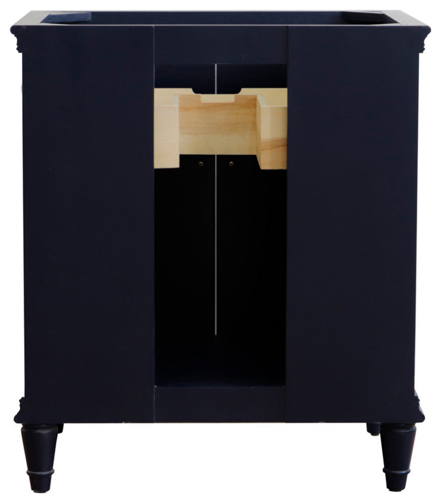 31" Single Vanity, Blue Finish With White Carrara And Oval Sink