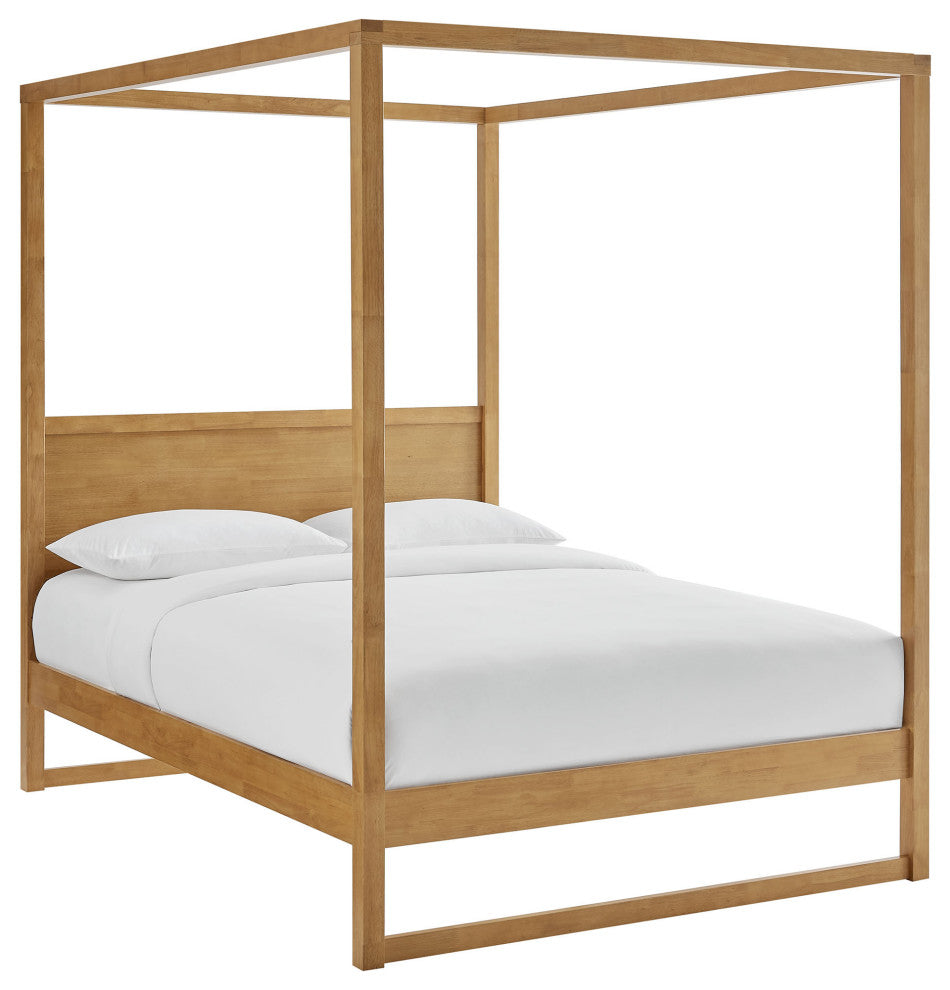 Alva King Wood Canopy Platform Bed, Oak