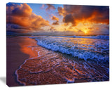 Beautiful Waves under Cloudy Sky, Seashore Canvas Art Print, 20"x12"