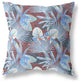 20" Blue Red Tropical Indoor Outdoor Throw Pillow