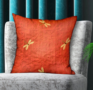 Plutus Firefly Red Animal Motif Luxury Throw Pillow, 18"x18"