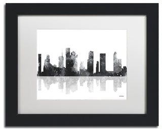 Watson 'Houston Texas Skyline BG-1' Art, Black Frame, 11"x14", White Matte