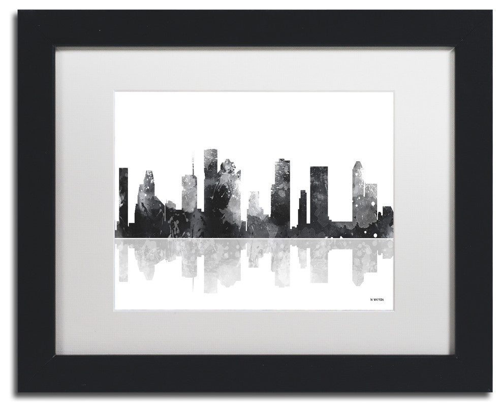 Watson 'Houston Texas Skyline BG-1' Art, Black Frame, 11"x14", White Matte
