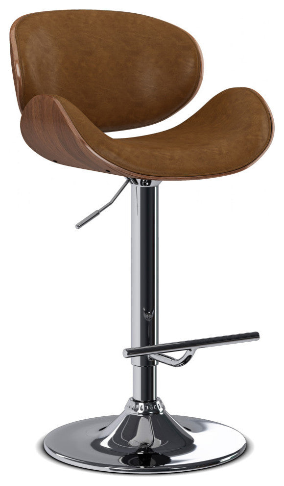 Marana Bentwood Adjustable Swivel Bar Stool, Deep Tan