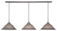 3 Light Mini Pendant In Brushed Nickel, 16" Gray Linen Glass