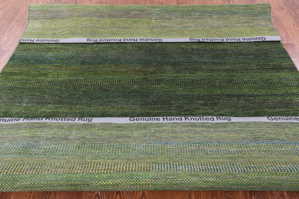 7' 10" X 9' 10" Super Savannah Gabbeh Hand Knotted Wool & Silk Rug - Q13061