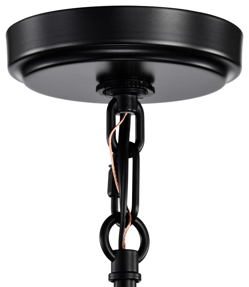 6-Light Black and Antique Brass Chandelier With Clear Cone Glass Shades